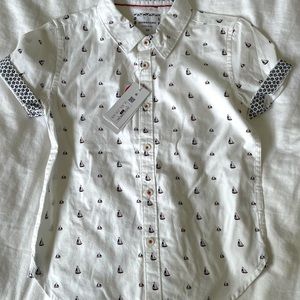 NWT Boys Sailboat summer button down